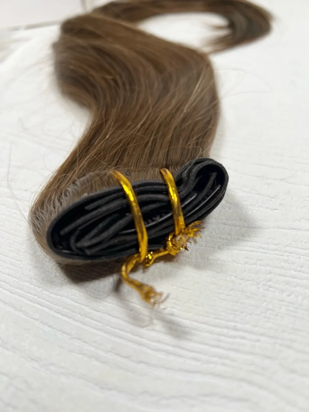 Neutral Light Brown Human Hair Genius Weft 22 Inch Clip In Hair Extensions